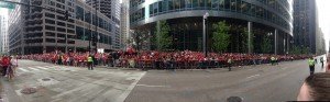 Fans lined up, waiting for the parade.
