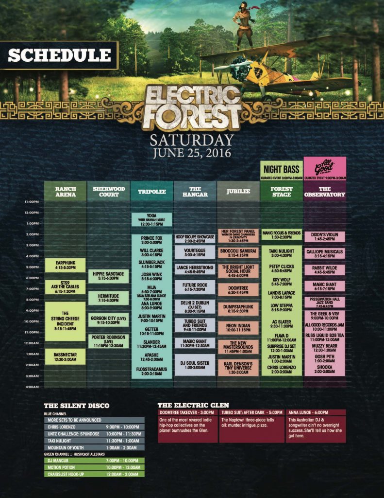 Electric Forest Saturday Schedule